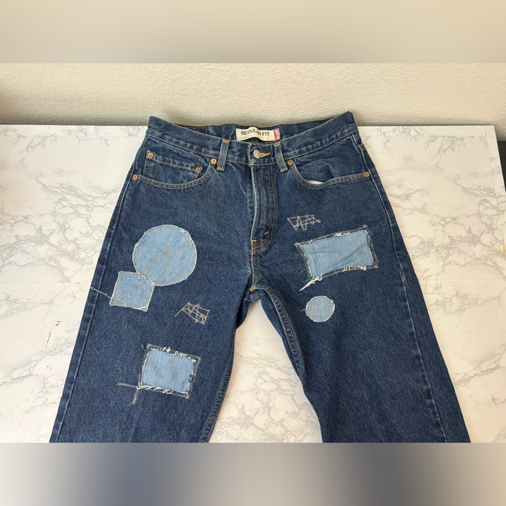 Vintage Mens LEVIS 505 Straight Leg Jeans 31x30 Red Tab Regular Fit Patches​ - Picture 2 of 7